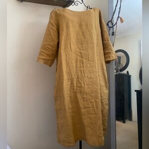 notPERFECTLINEN Ochre Long Sleeve Dress